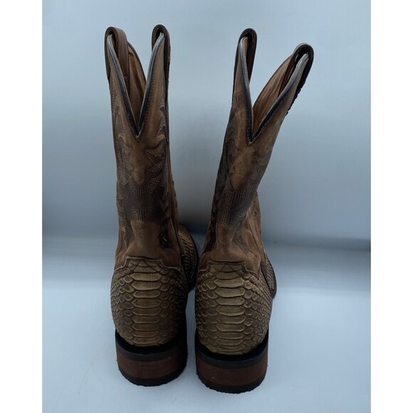 Dan Post Boots Mens 10 D KA Python Print Brown Leather Western Square Toe Cowboy main image 6